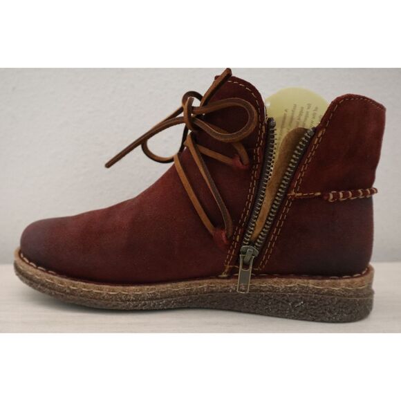 Born BR0027644 Women's Sz 6M Dark Red Distressed Calyn Suede Booties - Picture 9 of 15